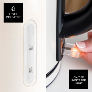 Ceainic electric Taurus Vintage Compact Cream | 2400 W | 1 L | Baza 360deg | Oprire automata | LED | maner ergonomic | Viziera de apa | Otel inoxidabil | Cutit de cupa | Crema - Img 5