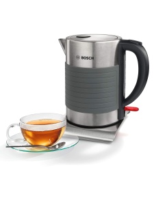 Ceainic fara fir Bosch TWK7S05, oprire automata, protectie la supraincalzire, oprire automata a aburului, curatare usoara, 1,7 L, 2200 W, negru/gri - Img 1