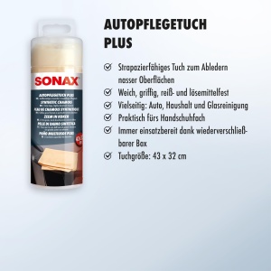 Cearceaf de curatare SONAX AutopflegeTuch Plus, 43x32 cm, rezistent la rupere - Img 3