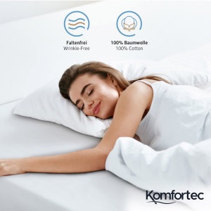Cearsaf Komfortec Jersey 90x200 cm, 100% Bumbac, Alb - Img 5