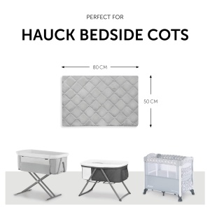 Cearsaf pentru patuturi hauck Bed Me 80x50 cm, gri, cu elastic, lavabil la 40C - Img 2