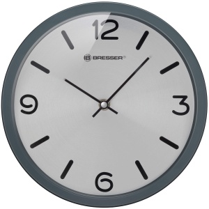 Ceas de perete Bresser MyTime Silver Edition, design elegant, silentios, 25 cm