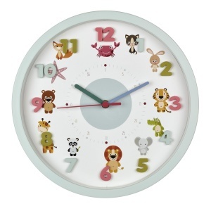 Ceas de perete pentru copii TFA Dostmann Little Animals, 3D, albastru - Img 2