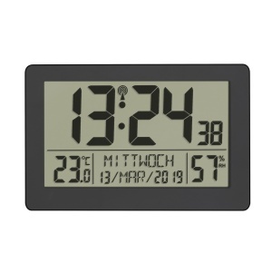 Ceas digital de perete TFA Dostmann 60.2557.01, negru, cu alarma si termometru - Img 2