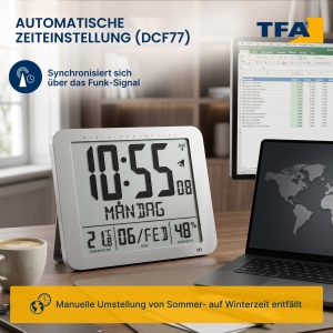 Ceas digital TFA Dostmann 60.4516.54, argintiu, cu afisaj temperatura si umiditate - Img 3
