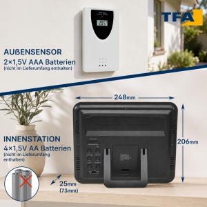 Ceas digital TFA Dostmann 60.4518.08, cu design lemnos, afisaj mare, termometru interior si exterior - Img 7