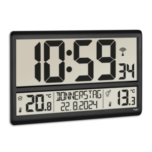 Ceas digital TFA Dostmann 60.4521.01, afisaj XL, temperatura interioara si exterioara, negru - Img 2