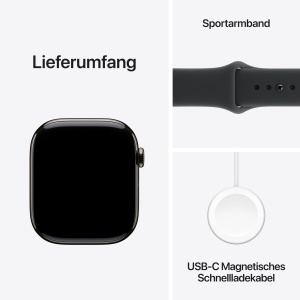 Ceas inteligent Apple Watch Series 11 GPS Cellular 46 mm, titaniu gri, bratara sport neagra - Img 6
