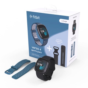 Ceas inteligent Fitbit Versa 4 cu GPS, bratara sport, negrugrafit, 6 zile autonomie