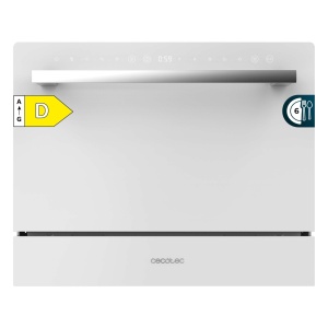 Cecotec Masina de spalat vase compacta pentru 6 seturi de clasa Bolero Aguazero 2400 Sticla alba. 1380W, finisaj din sticla alba, 5 programe, panou de control tactil, programabil pana la 24 de ore, blocare pentru copii si cos pentru tacamuri