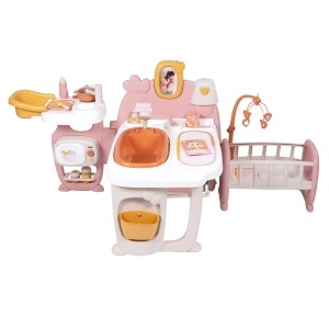 Centrala de Joaca pentru Papusi Smoby Baby Nurse - 3 in 1, 19 Accesorii, din Plastic Reciclat