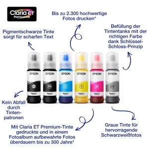 Cerneala foto Epson EcoTank 114, 70 ml, neagra, pentru ET-8500ET-8550 - Img 2