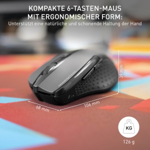 CHERRY MW 3000, mouse ergonomic wireless pentru dreptaci, wireless 2.4 GHz, 6 butoane, senzor optic, laturi cauciucate, alimentat cu baterie, negru - Img 3