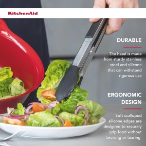 Cleste de bucatarie KitchenAid 30 cm din inox cu varfuri din silicon, rezistent la caldura - Img 2