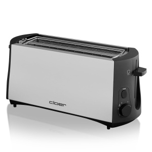 Cloer 3710 Prajitor de paine cu fante lungi pentru 4 felii de paine prajita, 1380 W, accesoriu pentru chifle integrat, dispozitiv de ridicare, sertar pentru firimituri, carcasa metalica termoizolata - Img 3