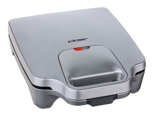Cloer 6269 Sandwich Maker XXL, 1800 W, pentru 4 sandvisuri, paine prajita americana, umplutura XXL, mesaj optic gata, argintiu