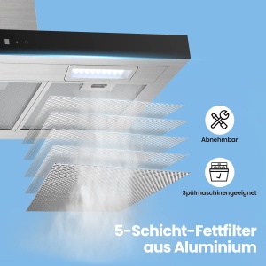 COMFEE CHW 79M77A3 A Hota de recirculare a aeruluiaerului evacuat de 90cm hota cu 650m3h Putere de aspiratie puternica 4 viteze control tactil si cont - Img 6