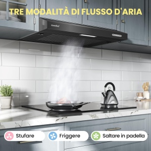 COMFEE SLIF17B-60 Hota 60 cm LED hota sub montaj extractor de perete superior 600 mm negru - Img 2