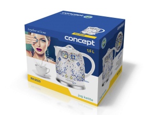 CONCEPT Electrocasnice rk0020 Ceainic electric, ceramic, 1,5 litri, alb + model - Img 6
