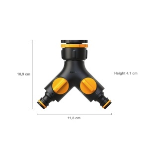 Conector robinet Fiskars 2-Wege-Ventil 1027061 cu reglare ONOFF compatibil universal negruportocaliu - Img 2