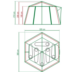 Cort de camping Coleman Polygon 6, 6 persoane, 100 impermeabil, 360 vedere, maro - Img 2