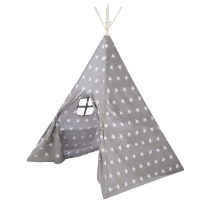 Cort de joaca copii roba Little Stars - 115x115 cm, grialb, cu suport fiberglas - Img 2