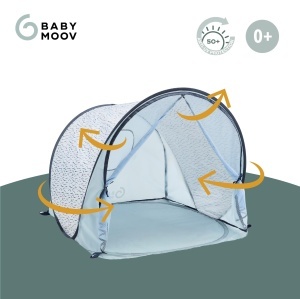 Cort de plaja Babymoov Blue Waves cu UV 50, Pop-Up, 2 locuri, Albastru - Img 3
