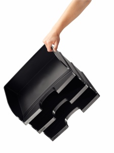 Cos de birou Leitz Plus Jumbo A4, capacitate mare, negru, design ergonomic - Img 3