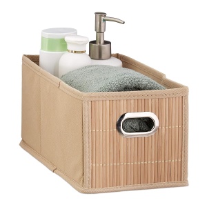 Cos de depozitare Relaxdays, 6L, bambus, faltabil, 14 x 15 x 31 cm