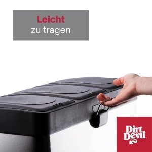 Cos de gunoi Dirt Devil 3 x 15L, sistem de reciclare, inox, cu capac cu inchidere lenta - Img 5