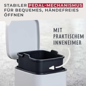 Cos de gunoi FACKELMANN LONDON 4L, Alb mat, Design elegant, Capac cu inchidere moale - Img 3