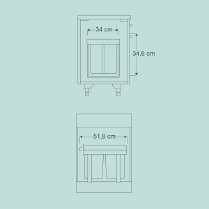 Cos de gunoi incorporabil Relaxdays, 2 compartimente, 2x20L, negru - Img 5