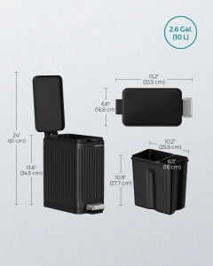 Cos de gunoi SONGMICS ULTB562B01 10L negru din inox cu capac Soft-Close - Img 7