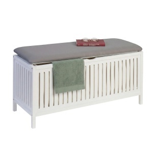 Cos de rufe Relaxdays cu functie de sezut, 95 l, nuc, albgri