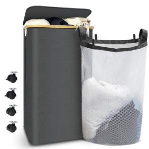Cos de rufe VOUNOT 100L, pliabil, cu capac, gri