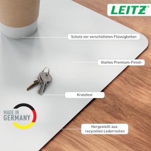 Covoare de birou Leitz 53850085, din piele reciclata, 70 x 36 cm, gri deschis - Img 2