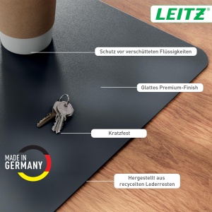 Covoare de birou Leitz 53850089, din piele reciclata, 70 x 36 cm, gri inchis - Img 2