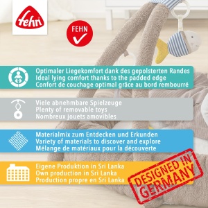 Covor de activitati pentru bebelusi Fehn Aiko si Yuki 85 cm, 5 jucarii detasabile - Img 6