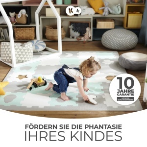Covor de joaca Kinderkraft LUNO SHAPES, 185 x 165 cm, impermeabil, mint - Img 2