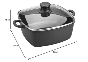 Cratita LACOR 25829 cu capac din sticla 28 cm aluminiu turnat negru - Img 4