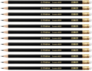 Creion STABILO Swano cu radiera, HB, bruchsicher, disponibile in 3 culori