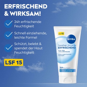 Crema de fata hidratanta NIVEA Erfrischend, 50 ml, cu Aloe Vera si LSF 15 - Img 2