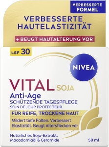 Crema de fata NIVEA VITAL SOJA Anti-Age LSF 30, 50 ml, cu Soja si Ceramide