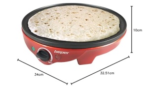 Crepiera electrica BEPER BT700Y 1300W antiaderenta 30 cm rosunegru - Img 14