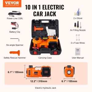 Cric electric VEVOR 5 t, 180 W, cu pompa de aer si cutie de unelte - Img 7