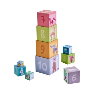 Cuburi de Stivuire HABA Waldfreunde - Set 10 Piese, Din Carton Stabil, Joc Educativ