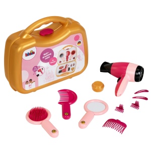 Cufar de Frizura Theo Klein 5559 cu Uscator de Par, Oglinda si Accesorii, Aurie