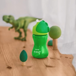 Cupa cu pai Philips AVENT SCF79801, din silicon, verde, cu capac si manere ergonomice - Img 6