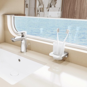 Cupa de dinti hansgrohe AddStoris, din sticla, montare pe perete, cromat - Img 2
