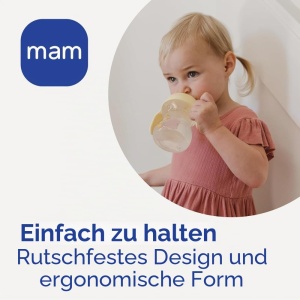 Cupa de invatare MAM Learn to Drink, 190 ml, roz, cu manere antiderapante - Img 2